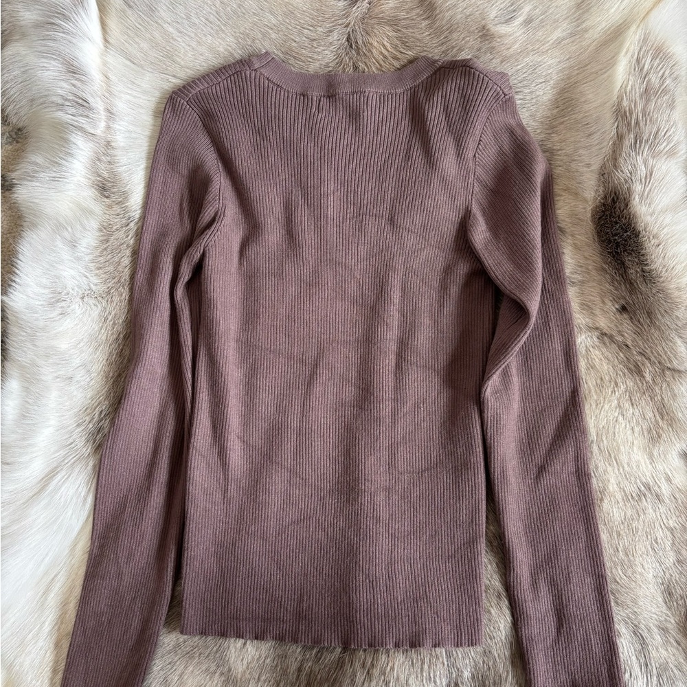 NEW worn once Women's Ribbed Long Sleeve Top - Brown - Picture 7 of 9
